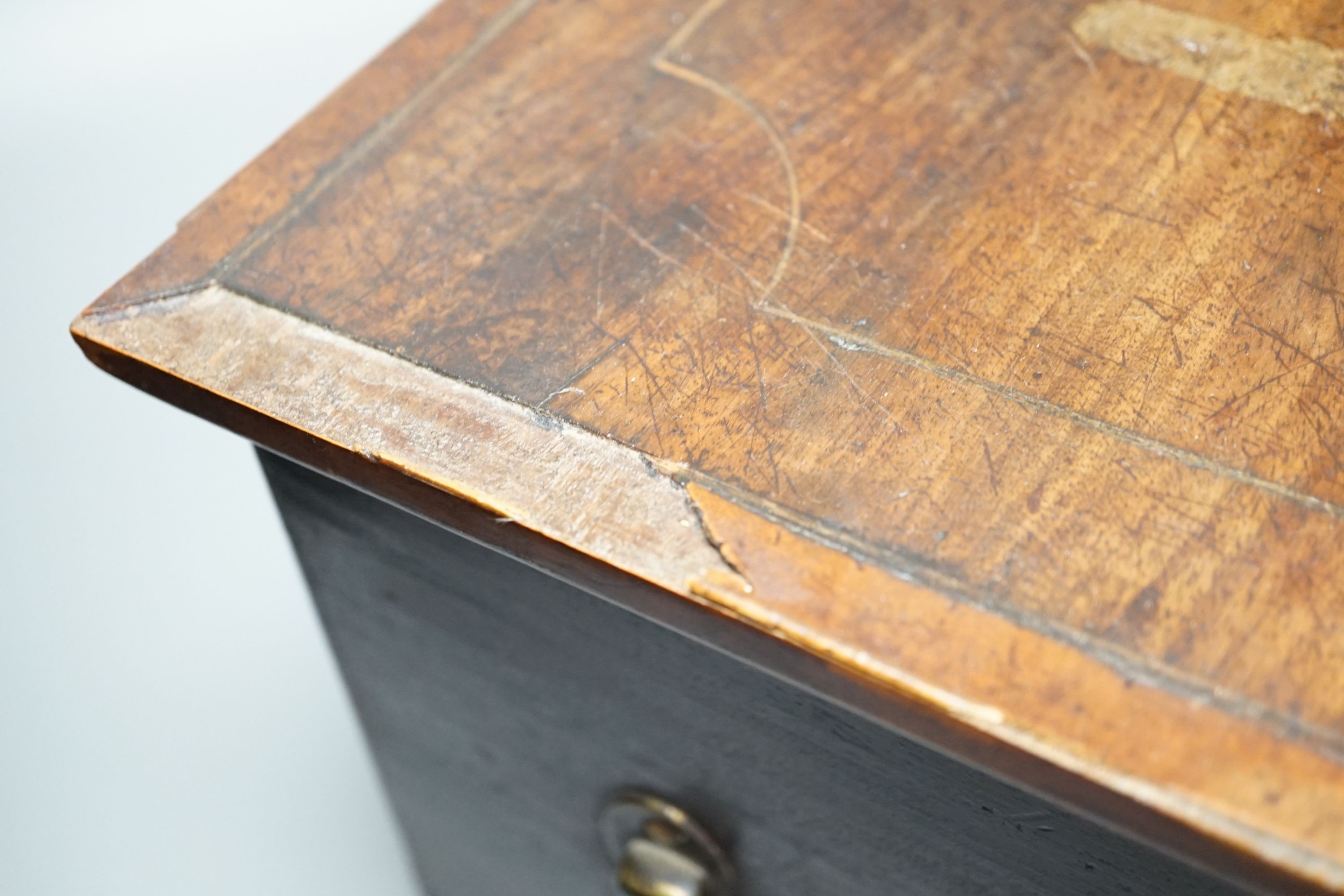 A George III mahogany collector’s cabinet of sea shells, in compartmentalised drawers. Width - 41cm